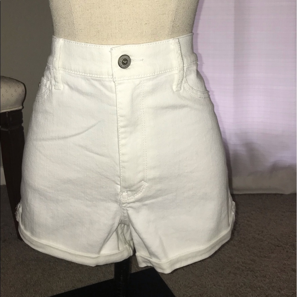 White high waisted denim shorts